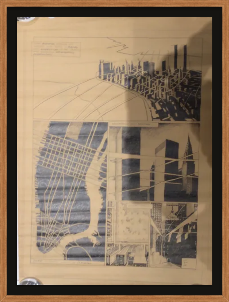 Framed architectural and city collage